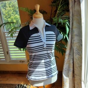 Ralph Lauren Black and White Striped Pullover Top
